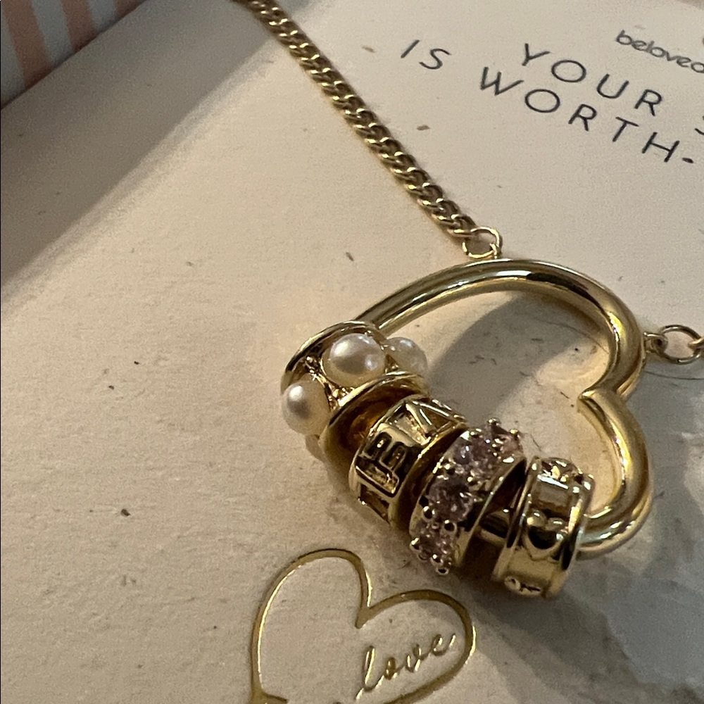 Beloved & Inspired 14K gold-dipped cubic zirconia charm cluster heart necklace